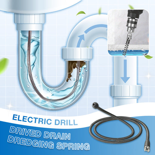 🔩 Drill-Powered Drain Spring: 1-3m Flexible Steel, Rust-Resistant, Deep Clog Removal