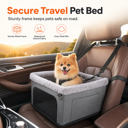 🐕 Secure Travel Pet Bed: Heavy-Duty Metal Frame, Waterproof Oxford, Safety Leash, for Car