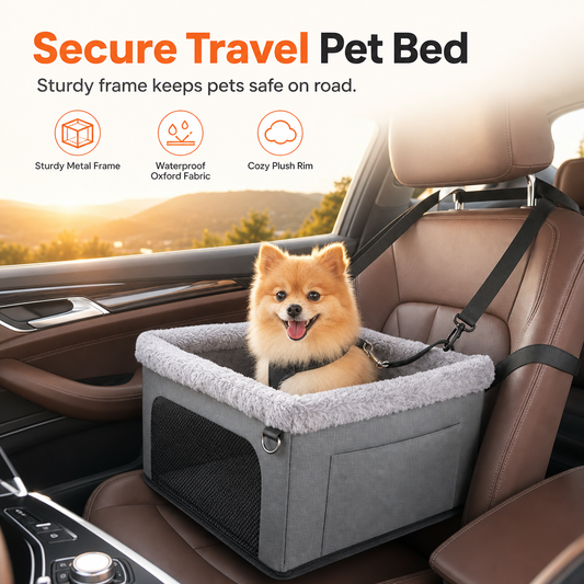 🐕 Secure Travel Pet Bed: Heavy-Duty Metal Frame, Waterproof Oxford, Safety Leash, for Car