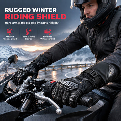 🏍️ Winter Motorcycle Gloves: Waterproof, Knuckle Armor, Plush Lining, Extended Gauntlet