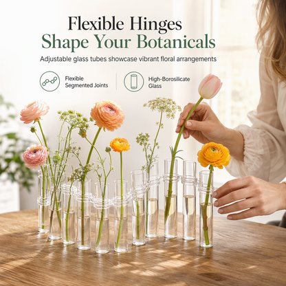 🌿 Modular Hinged Glass Test Tube Vase: Flexible Joints, Root Visibility, Clear
