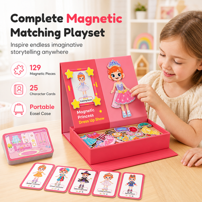 🧲 Magnetic Princess Dress-Up Puzzle: Mess-Free, Portable Case, Ages 3-6, Creative Play