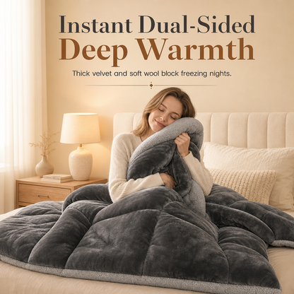 ❄️ Double-Sided Snowflake Velvet Winter Duvet: Thick, Warm, Stitched Grid, 3 Sizes