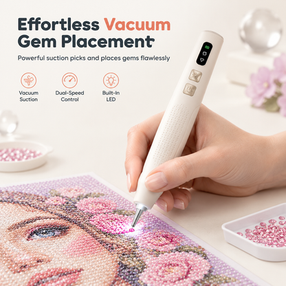 💎 Electric Vacuum Gem Picker Pen: No Wax, Adjustable Suction, LED Light, Type-C