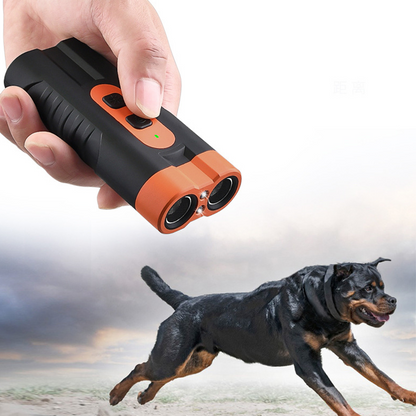 🐕 Ultrasonic Dog Deterrent: Dual Emitters, LED Flashlight, USB-C Rechargeable