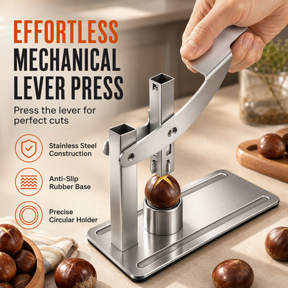 🌰✨ Stainless Steel Nut Cracker – Lever Press, Cross Scoring for Chestnuts 🛠️