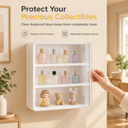 🧸 Wall-Mounted Blind Box Display Case: Clear Front, Magnetic Door, Adjustable Shelves