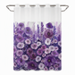 🌸 Dark Blue Floral Shower Curtain: Mesh Window, Water-Resistant, Magnetic Bottom