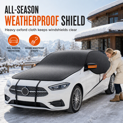 ❄️ Car Windshield Snow Cover: Thick Oxford, Side Window Coverage, Reflective Strips
