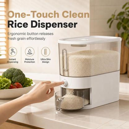🍚 One-Touch Rice Dispenser: Airtight Seal, Measured Portions, Pest-Proof Storage