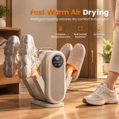 👟 Fast Warm Air Shoe Dryer: Constant Heat, Deodorising, Foldable, UK Plug