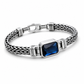 🔗 Hand-Braided Keel Chain Bracelet: Blue Gemstone, Vintage Silver-Tone, 18-22cm