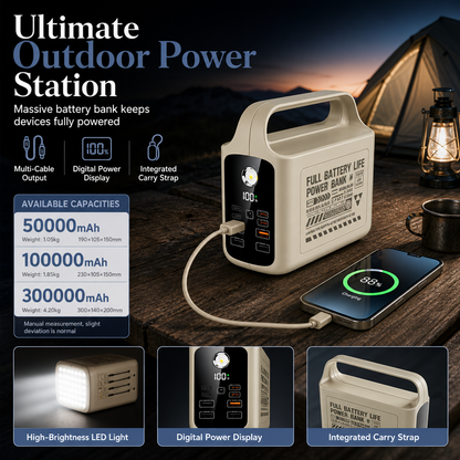 🔋 Solar Power Bank with Camping Light: High Capacity, Fast Charge, Rugged & Drop-Resistant