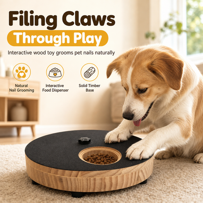 🐕 Wooden Dog Scratch Wheel: Claw Filing Through Play, Treat Puzzle, Non-Slip Base