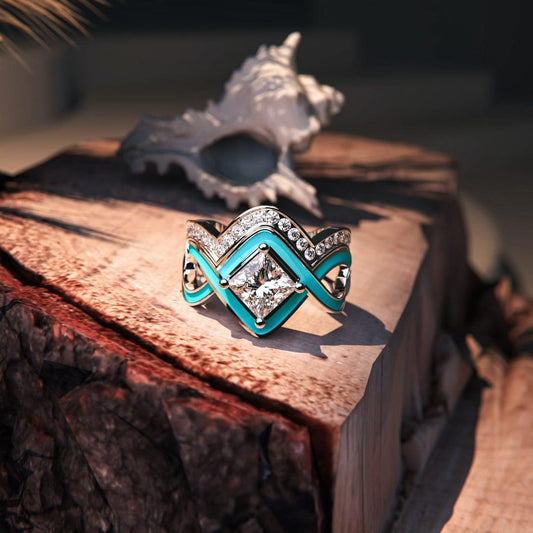 Turquoise Ocean Wave Ring - S925 Sterling Silver
