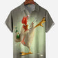 Kung fu Rooster Chest Pocket Short Sleeve Casual Shirt