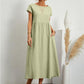 2023 Spring Fashion Solid Color Cotton Linen Pocket Dress