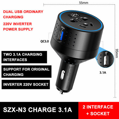 【12v24v→220v】Mini Multifunction Car Inverter Charger